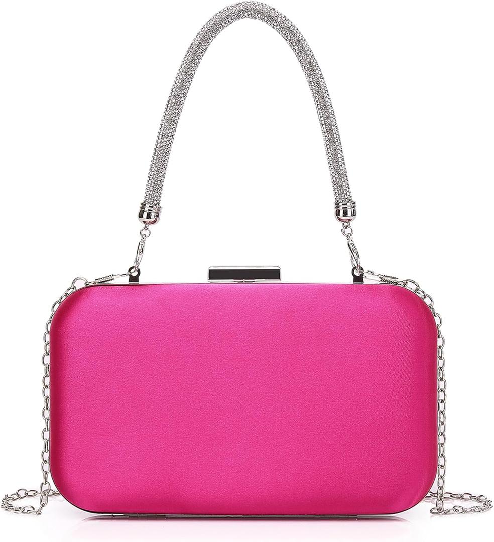 Buric Evening Bag Small Party Clutch Bag Wedding Cocktail Purse for Women Elegant Formal Handbags With Chain Bride Prom (Rose)