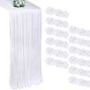 RestfulGlow 12 Pack White Cheesecloth Table Runner 10FT Boho Cheese Cloths Gauze Fabric Table Runners 120 Inch Rustic Sheer for Winter Wedding Birthday Party Baby Shower Home Decorations