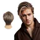 Swiking Men Wig Short Blonde Brown Layered Natural Synthetic Hair Full Wigs for Male Guy Daily Party Wear (Brown Blonde)