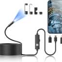 Endoscope Camera with Light,1920P HD Borescope Tools with 8 Adjustable LED Lights, Endoscope with Semi-Rigid Snake Camera, IP67 Waterproof Inspection Borescope for iOS and Android-32.8ft Single Lens