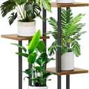 YOCOMEY 6 Tier Wood Tall Plant Stand Metal Rack Indoor, Multiple Flower Pot Holder Shelves Corner Rack, Planter Shelf Display Rack Storage Organizer for Patio Living Room Balcony Garden(Black)