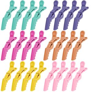 Ondder 24 Pack Professional Alligator Hair Clips for Styling and Salon - Plastic Gator Clips (Multi-colored)