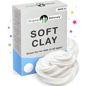 Original Stationery Soft Clay for Slime, 230 g (8.1 oz) White Foam Clay Add-in for Slime Making, Stretchy Air-Dry Butter Texture, Birthday Craft Gift for Kids