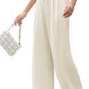 FUNYYZO Women Suit Pants Wide Leg Pants High Elastic Waisted in The Back Business Work Trousers Long Straight (X-Small Long, Beige)