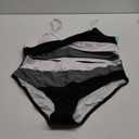 Aqua Eve Women's High Waisted Bikini - Twist Front Two Piece Swimsuits Full Coverage Color Block Bathing Suits 2025 Swimwear (Whtie Black Grey), Size: XXL