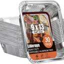 9x13 Aluminum Pans (30 Pack)  Disposable Half Size Aluminum Foil Pans for Cooking, Baking, Meal Prep, Parties & Food Storage
