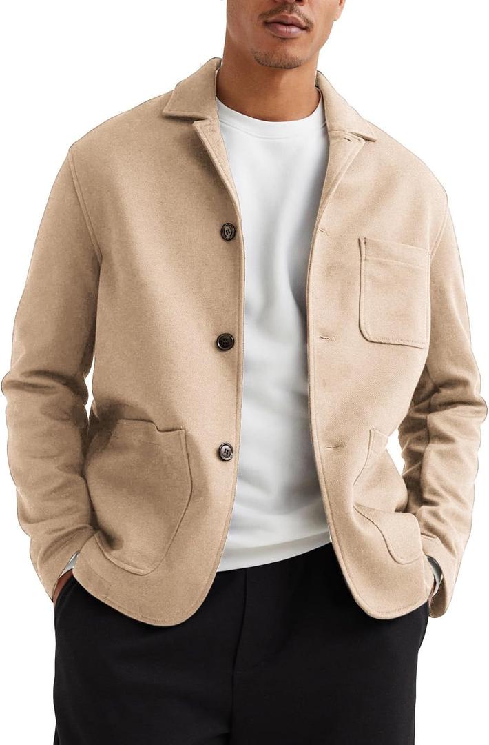WZIKAI Men's Casual Sport Coat Jacket Regular Fit Lightweight Suit Jacket for Men Khaki XL