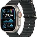 Apple Watch Band - Ocean Band (49mm) - Black with Natural Titanium Finish - Regular