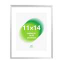FrameWorks 11x14 Matted to 8x10 Picture Frame – Aluminum Frame w/Tempered Glass, Removable Mat for Photos, Posters, Art, Stylish Wall Frame for Home Decor, Gallery Walls, Office, Living Room - Silver