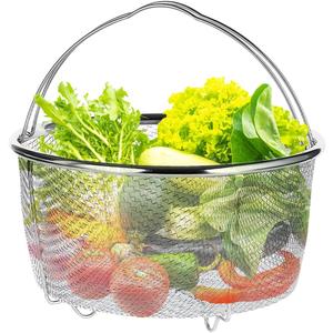 Steaming Basket,Vegetable Steamer Basket,Stainless Steel Mesh Net Strainer Basket and Insert,Food Steamer Basket with Handle and Base Leg for Washing, Fry, Steam or Cook Fruits,Vegetables (20cm)