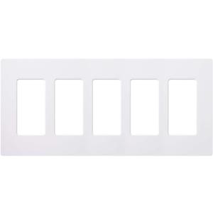 Lutron Claro 5-Gang Screwless White Light Switch Cover Plate, Decorative Rocker Switch Plate & Outlet Cover, Gloss, CW-5-WH