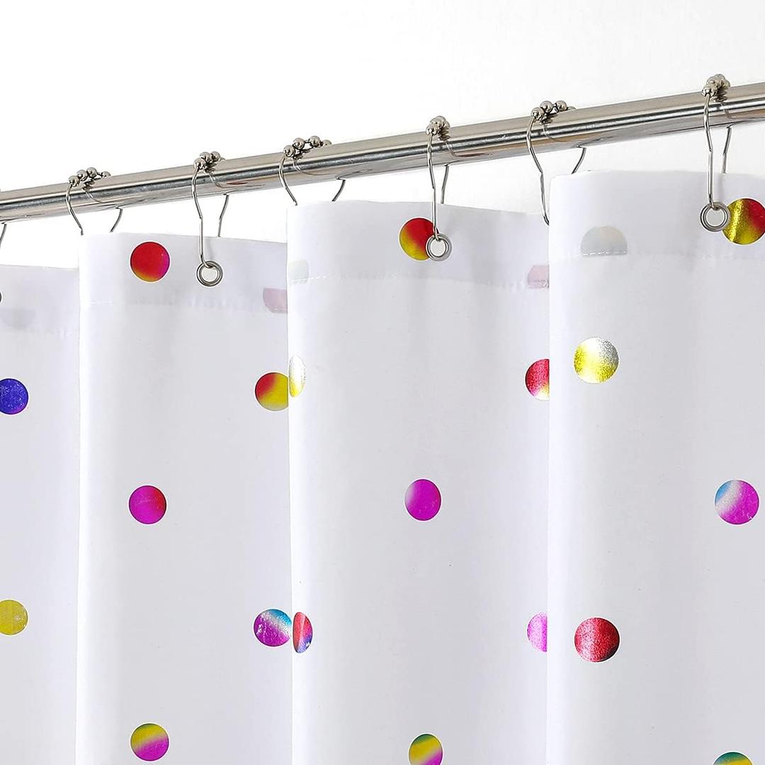 White Shower Curtain for Bathroom Colorful Gradient Polka Dots Patterns Metallic Printed Water- Resistant Winter Holiday Shower Curtain Boho Soft Microfiber Fabric Shower Curtain 70" x 84" L (70"W x 84"L (Pack of 1))