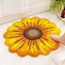 Sunflower Rug Mat, Floral Non-Slip Bathroom Floor Mat, Soft Microfiber Washable Carpet for Bedroom, Kitchen, Living Room, Yellow Flower Area Rug, Fast Drying