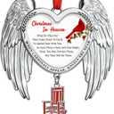 Christmas in Heaven Memorial Christmas Ornament, Angel Wings Memorial Ornament - Cardinal Memorial Ornaments Gifts for Loss of Loved One, Memorial Keepsake Gifts for Grandma, Grandpa, Mom, Dad
