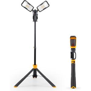 LUTEC Upgraded 6290Max 11000 Lumen 92W Dimmable LED Work Light with Telescoping Tripod, Adjustable Color Temperature Dual-Head Work Light with Stand and 8 Ft 3-Prong Power Cord