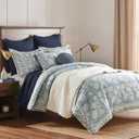 Levtex Home Adare Blue Reversible King/Cal King Comforter Set (106x94in) with 2 Pillowcases (36x20in) - Floral Bedding - Blue and White - 100% Cotton King Size Comforter Set - Soft, Pre-Washed