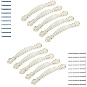 10pcs Hardware Handle Pull for Cabinet Drawer, Ivory White with Gold Edge, 2-1/2" (64mm) Hole Centers