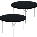 2 Pack Round Fitted Tablecloth 5ft Stretch Spandex Table Cover 60 Inch Black Washable Table Cloth Elastic Table Topper for Indoor and Outdoor