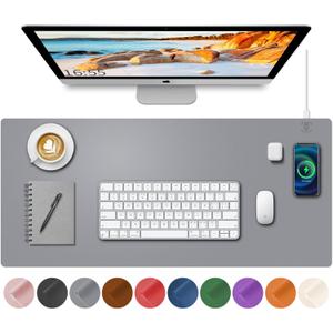 Desk Mat with Wireless Charging, Grey Mouse Pad with Wireless Charger, Desk Pad Matt for Desktop, Mousepad Gaming Large Mouse Pad, Leather Compute for Keyboard and Mouse, 32" x 16" (Grey-rightBack to Regular Price $42.99 Soon) Desk Mat with Wireless Charging, Grey Mouse Pad with Wireless Charger, Desk Pad Matt for Desktop, Mousepad Gaming Large Mouse Pad, Leather Compute for Keyboard and Mouse, 32" x 16" (Grey-rightBack to Regular Price $42.99 Soon)