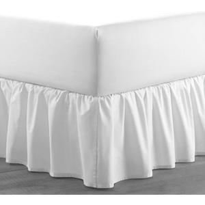 Lightweight Ruffled Bed Skirt, Queen Size 15 Inch Drop - 100% Microfiber, Soft and Stylish, Dust Ruffle - Bed Skirt for Queen Beds, White