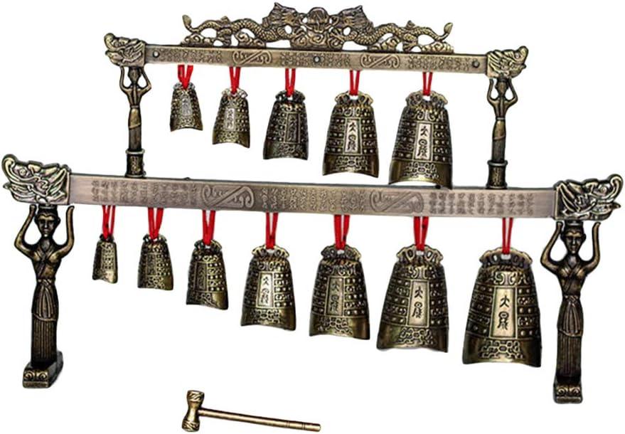 Healifty Mini Double Layers Bronze Chime 14.96X2.36X9.44In Ancient Chinese Folk Percussion Instrument Home Office Decoration Souvenir