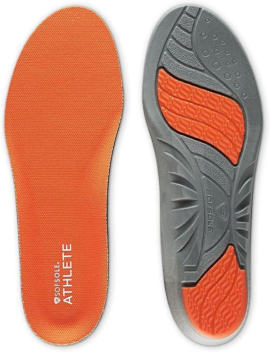 SOF SOLE ATHLETE Performance Men's Insoles - PU Foam & Gel Inserts - Heel-to-Toe Cushioning, Support, & Moisture Control, - Lightweight Comfort & Stability - Ideal for Runners, Walkers, Athletes