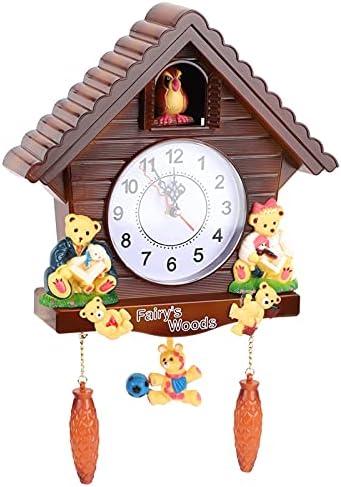 WGFOIP Cuckoo Clock, Tree House Clock Wooden Pendulum Wall Clock Pendulum Quartz Clock for Home, Cuckoo Bird Voices Call