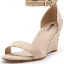 IDIFU Women's Classic Wedge Heels Sandals | 3 Inch Ankle Strap Open Toe Evening Dress Wedding Shoes
