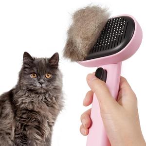 Aumuca Cat Brushes for Indoor Cats, Cat Hair Brush for Shedding, Cat Brush for Long or Short Haired Cats, Cat Grooming Deshedding Brush for Dog Kitten Horse Massage Removes Loose Fur (Pink)