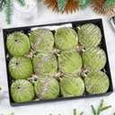 3.15 Inch Velvet Christmas Tree Ornaments12 Pcs Christmas Balls Bulk Set with Golden Hand-Painted PatternPlastic Shatterproof Xmas Hanging Ornaments Decorations for Tree Garland(Olive Green)