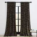 StangH Black Velvet Curtains 96 inches Long, Luxury Back Tab Print Vintage Blooming Floral Pattern Drapes for Living Room Privacy Thick Panels for Patio Sliding Door, 52 x 96-inch, 2 Panels