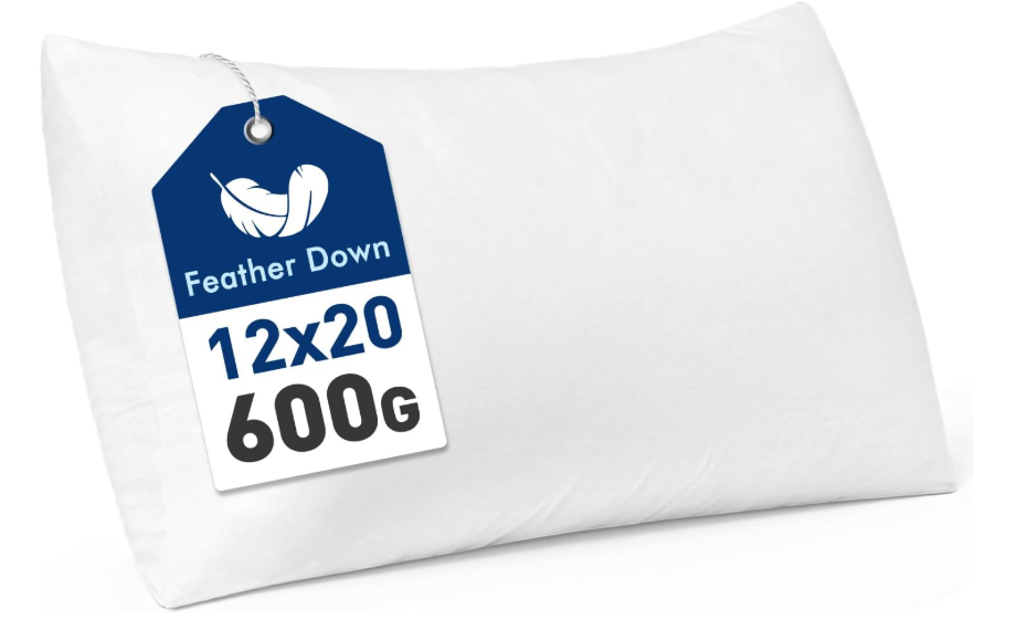 MIULEE Premium Feather and Down 12x20 Throw Pillow Insert Soft Fluffy Throw Pillow Double-Layer Cotton Fabric for Sofa Bed Couch Prevents Feather Leakage