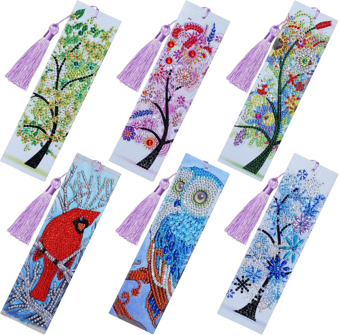 choyaxo 6 Pack Diamond and Painting Bookmark DIY Leather Tassel Bookmark for Adult Beginners Christmas New Year Graduation Birthday Gift 8.3x2.4 Inch choyaxo 6 Pack Diamond and Painting Bookmark DIY Leather Tassel Bookmark for Adult Beginners Christmas New Year Graduation Birthday Gift 8.3x2.4 Inch