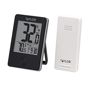 Taylor Wireless Digital Indoor Outdoor Thermometer, Easy to Read Numbers for Patio, Pool, and Indoor Areas, LCD, Black