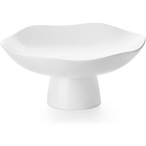 Nucookery Ceramic Fruit Bowl for Kitchen Counter, Modern Fruit and Bread Basket Stand,10 inch Large Decorative Bowl for Home Kitchen Decor, Fruit & Vegetables Holder Storage, Matte White