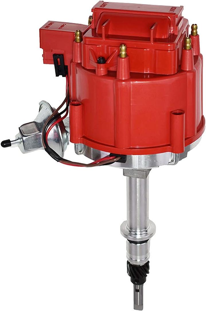A-Team Performance - Complete HEI Distributor 65K Coil 7500 RPM - Compatible With Chevrolet Chevy GM GMC Truck Late Model Inline 6 Cylinder 230 250 292 One Wire Installation Red Cap