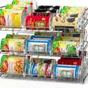 Simple Houseware Stackable Can Rack Organizer, 3-Tier Chrome-Finished Shelf  Holds Up to 36 Cans, 17" W x 11.5" D x 14" H  Pantry Cabinet Food Storage Dispenser