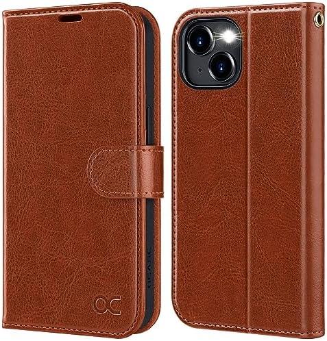OCASE Compatible with iPhone 15 Wallet Case, PU Leather Flip Folio Case with Card Holders RFID Blocking Kickstand [Shockproof TPU Inner Shell] Phone Cover 6.1 Inch 2023, Brown