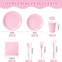 Vyntra 175 Pcs Pink Paper Plates and Napkins Set for 25, 9" Dinner Plates & 7" Dessert Plates, Tableware for Party