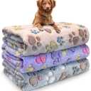 Dog Blankets for Medium Large Dogs Washable, 3 Pack Pet Blanket Washable 41" x 31", Fuzzy Soft Puppy Throw Cover for Kennel Crate Bed (Grey/Purple/Pink)