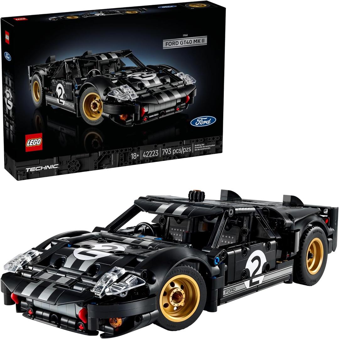 LEGO Technic 1966 Ford GT40 MKII Race Car Building Set for Adults - Collectible Toy W/Realistic Functions & Features for Adult Sports Car Fans, Ages 18+ - Gift Idea for Birthdays - 42223