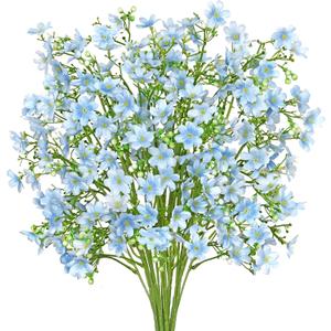Artificial Flowers 8PCS Silk Flowers with Long Stems, Fake Flowers Bulk Fake Babys Breath, Royal Blue Flowers for Tall Vase Outdoor Garden Wedding Party Home Table (Light Blue, 8PCS)