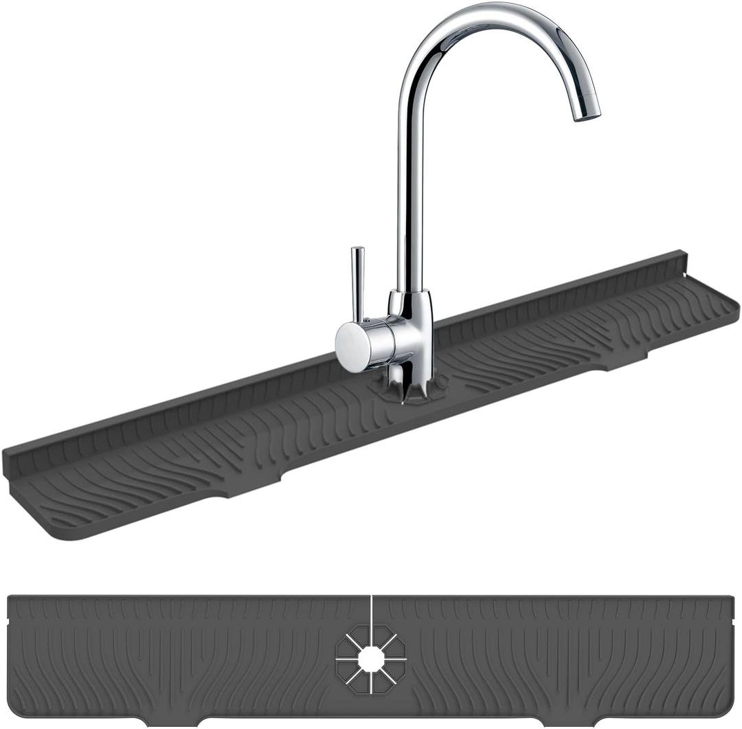 33 Inch Longer Faucet Mat for Kitchen Sink, Silicone Sink Faucet Mat Splash Guard, Splash Faucet Guard Draining Mat,Splash Guard Behind Faucet