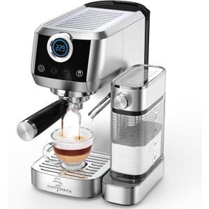 Cappuccino Coffee Machine, Espresso Machine Touchscreen Control with Auto Milk Frother, Stainless Steel Espresso Maker 20 Bar, Latte Coffee Maker with for Home, Office with Timer