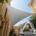 ShadeMart Heavy Duty 32' x 32' x 32' Grey Sun Shade Triangle Pro Ring Shade Sail, 260 GSM Commercial Grade UPF50 Sunshade, Reinforced Corners & Edges (Gray)
