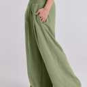 ANRABESS Women Linen Palazzo Pants Summer Boho Wide Leg High Waist Casual Lounge Pant 2025 Beach Travel Vacation Outfits (Green, S)