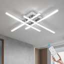CANEOE Modern LED Ceiling Light Fixture 38W Dimmable Flush Mount Ceiling Light with Remote Sliver Close to Ceiling Lamp for Bedroom Living Room Kitchen Modern Light Fixtures Ceiling (Chrome)