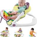 Fisher-Price Portable Baby Chair Kick & Play Deluxe Sit-Me-Up Seat with Piano Learning Toy & Tray for Infants to Toddlers, Purple Monkey