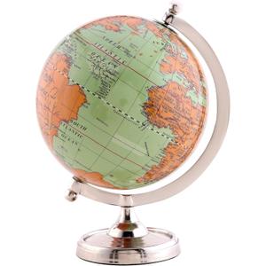 Rely+ 6" Light Green Earth Globe for Desk & Office Decor 6-inch Classy Desktop World Rotating Globe with Silver Stand (NOT PLASTIC!) Perfect for Bookshelf and Table - Unique Men's Office Decor Gifts