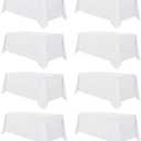 sancua Pack of 8 White Tablecloth 54 x 108 Inch - Rectangle Table Cloth Tables Stain and Wrinkle Resistant Washable Polyester Table Cover for Dining Wedding Banquet Party Buffet Restaurant